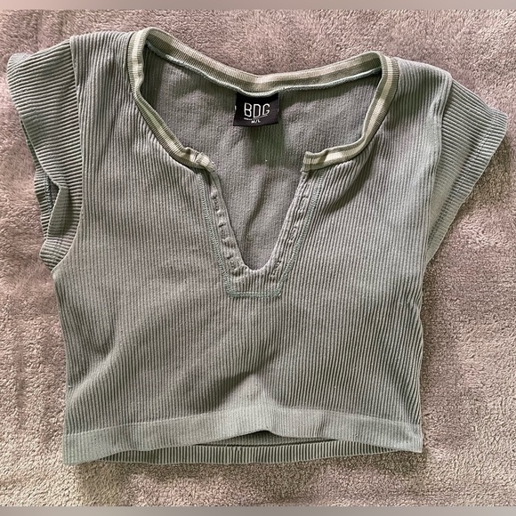 BDG Women's Blue Ribbed Crop Top - Picture 6 of 6
